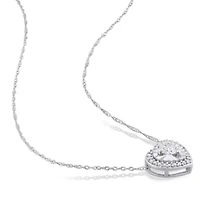 1/4 ct. t.w. Heart and Round Diamond Pendant with Chain in 14K White Gold