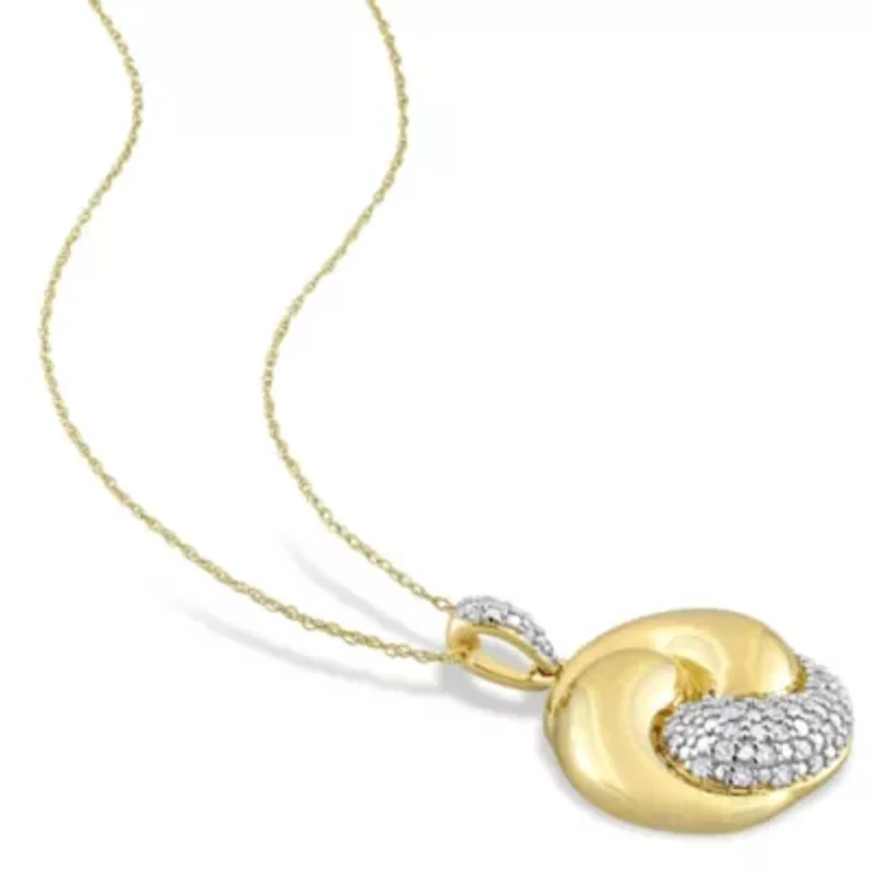 1/7 ct. t.w. Diamond Love Knot Pendant with Chain in 14K Yellow Gold