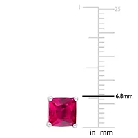 Lab Created 2.33 CT TGW Square Created Ruby Earrings in Sterling Silver