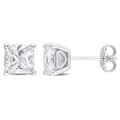 Lab Created 2.6 CT TGW Square Created White Sapphire Earrings in Sterling Silver
