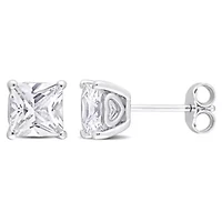 Lab Created 2.6 CT TGW Square Created White Sapphire Earrings in Sterling Silver