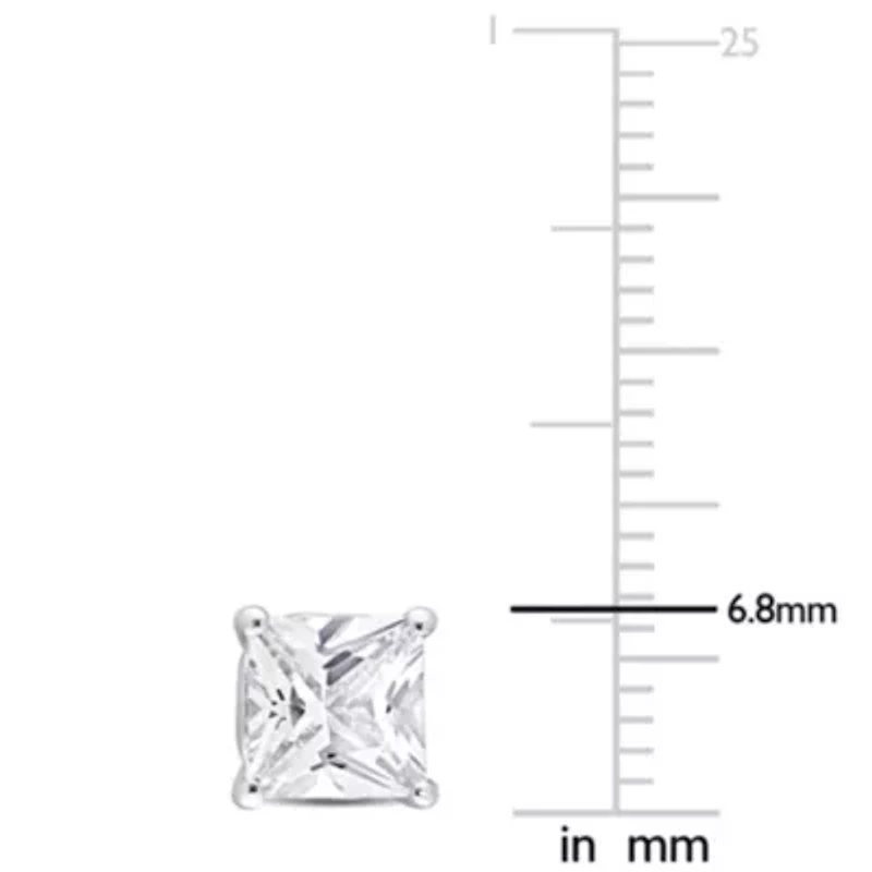 Lab Created 2.6 CT TGW Square Created White Sapphire Earrings in Sterling Silver