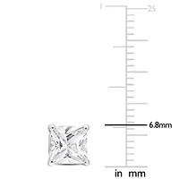 Lab Created 2.6 CT TGW Square Created White Sapphire Earrings in Sterling Silver