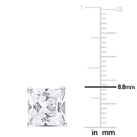 6.12 CT TGW Square Created White Sapphire Earrings in Sterling Silver