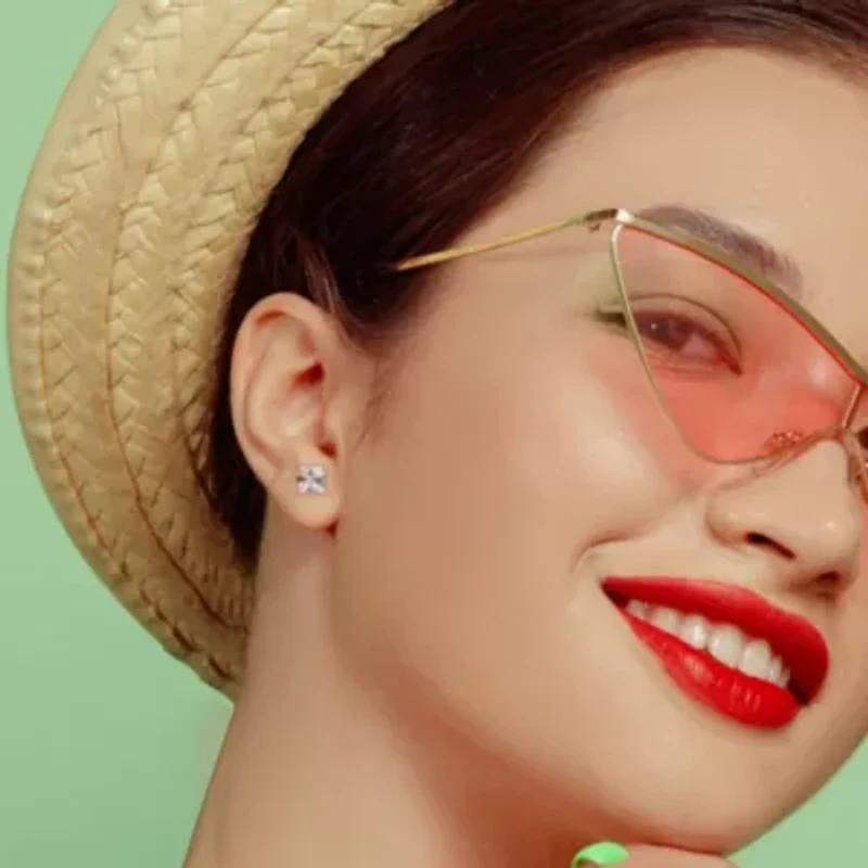 6.12 CT TGW Square Created White Sapphire Earrings in Sterling Silver