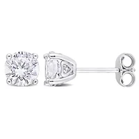 Lab Created 2 CT TGW Created White Sapphire Post Earrings Silver