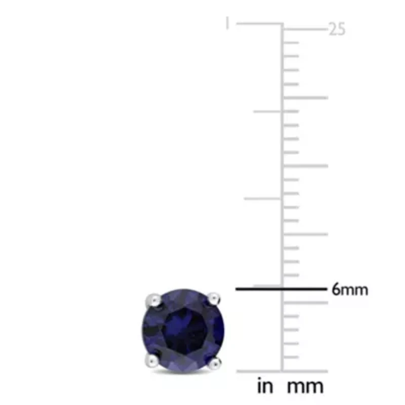 Lab Created 2 CT TGW Created Blue Sapphire Earrings in Sterling Silver
