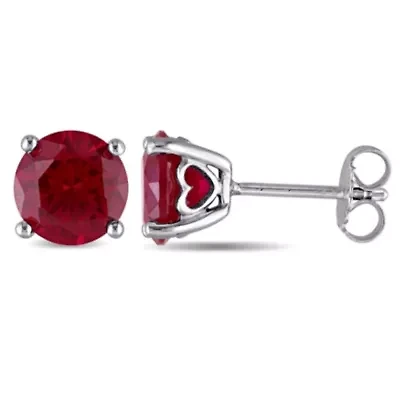 Lab Created 4.8 CT TGW Created Ruby Stud Earrings in Sterling Silver