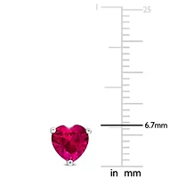 Lab Created 2 CT TGW Heart Shape Created Ruby Earrings in Sterling Silver
