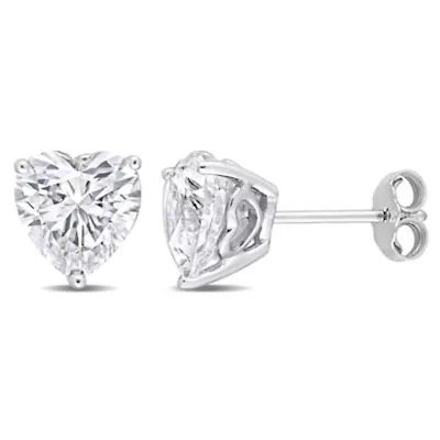 Lab Created 4.5 CT TGW Heart Shape Created White Sapphire Earrings in Sterling Silver