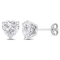 Lab Created 4.5 CT TGW Heart Shape Created White Sapphire Earrings in Sterling Silver