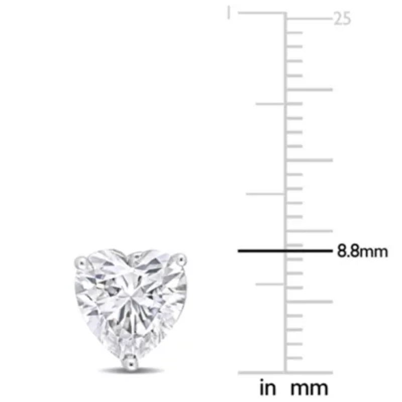 Lab Created 4.5 CT TGW Heart Shape Created White Sapphire Earrings in Sterling Silver