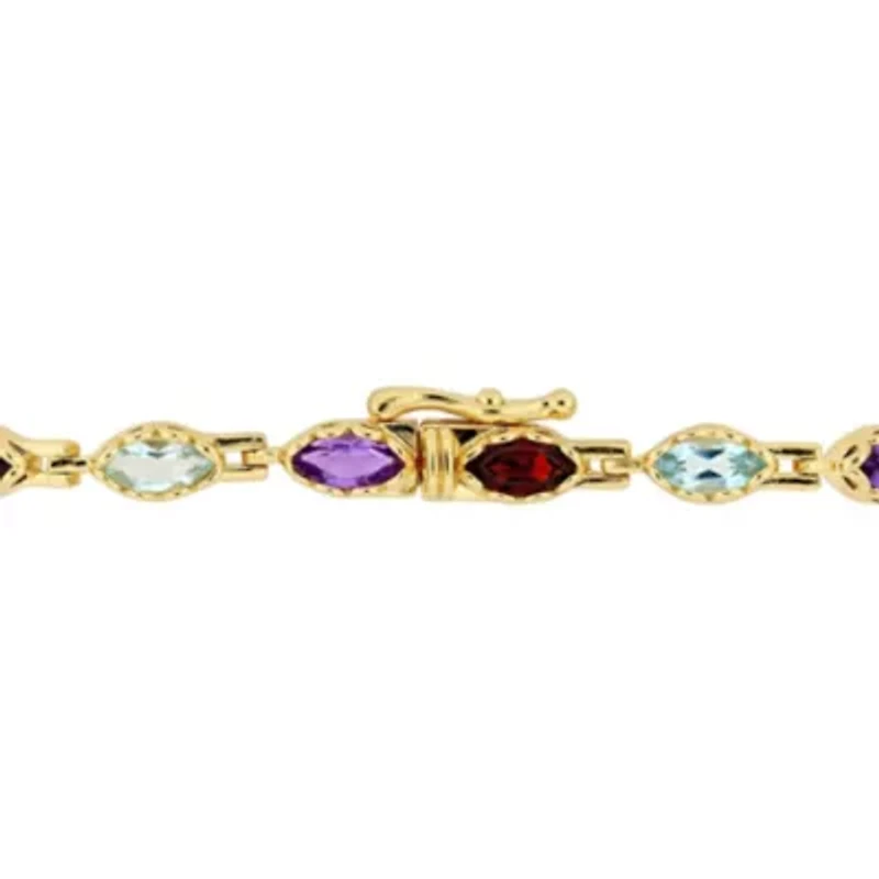 4.5 CT TGW Multi-Gemstone Marquise Bracelet in Yellow Plated Sterling Silver