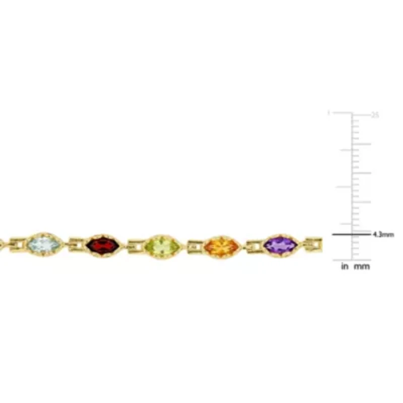4.5 CT TGW Multi-Gemstone Marquise Bracelet in Yellow Plated Sterling Silver