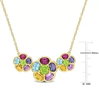 5.75 ct. t.g.w. Multi-Gemstones Flower Pendant With Chain in Yellow Plated Sterling Silver