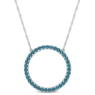 1.75 ct. t.g.w. London Blue Topaz Open Circle Pendant with Chain in 10K White Gold