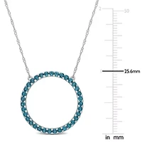 1.75 ct. t.g.w. London Blue Topaz Open Circle Pendant with Chain in 10K White Gold