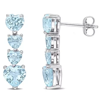 4.22 ct. t.g.w. Sky Blue Topaz Earrings in 10K White Gold
