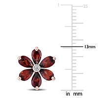 3.25 CT TGW Garnet and Diamond Accent Floral Stud Earrings in 10k Rose Gold