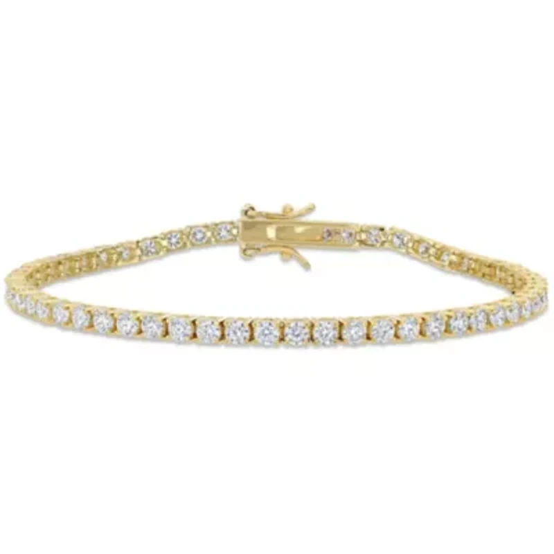 Lab Created 5.1 CT DEW Created Moissanite Tennis Bracelet in Yellow Gold Plated Sterling Silver