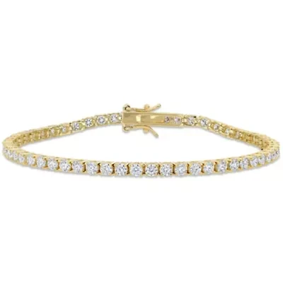 Lab Created 5.1 CT DEW Created Moissanite Tennis Bracelet in Yellow Gold Plated Sterling Silver