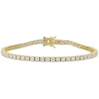 Lab Created 5.1 CT DEW Created Moissanite Tennis Bracelet in Yellow Gold Plated Sterling Silver