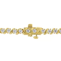 Lab Created 2.75 CT DEW Created Moissanite S-Link Tennis Bracelet in Yellow Gold Plated Sterling Silver