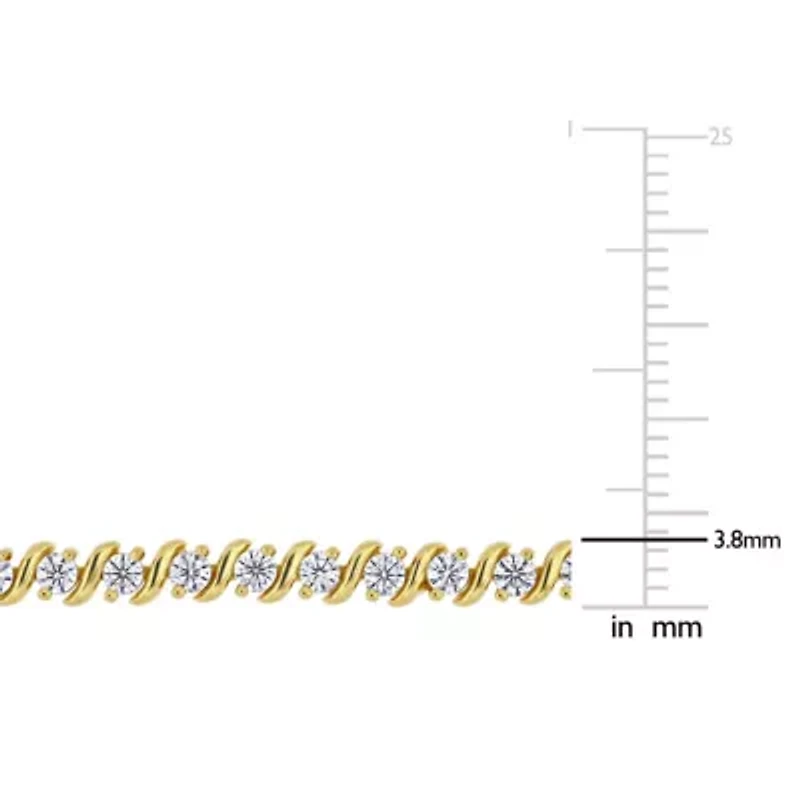 Lab Created 2.75 CT DEW Created Moissanite S-Link Tennis Bracelet in Yellow Gold Plated Sterling Silver