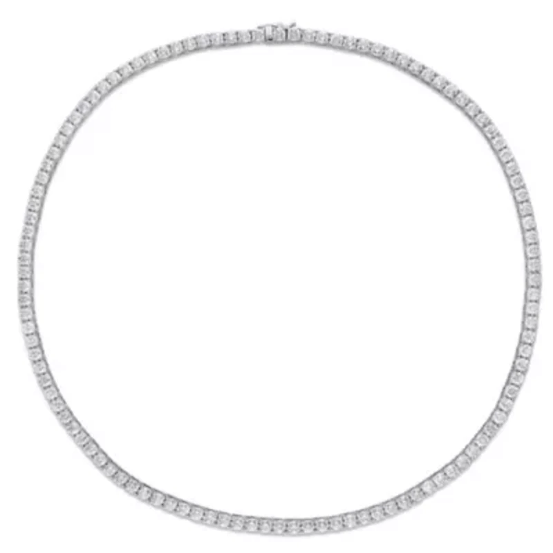 Lab Created 16.95 ct. t.g.w. Created Moissanite Tennis Necklace in 18K White Gold