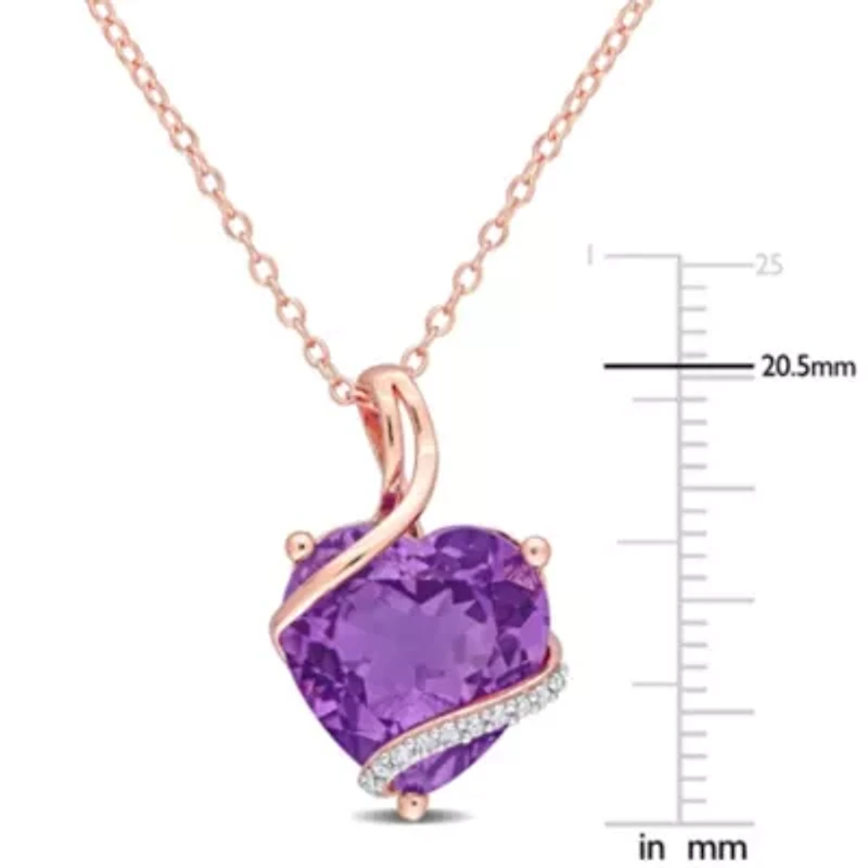 6.5 ct. t.g.w. Amethyst and Diamond Accent Heart Pendant with Chain in Rose Plated Sterling Silver