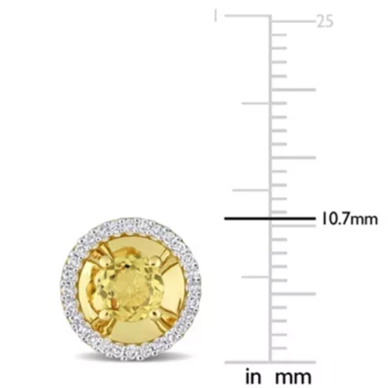 7/8 CT TGW Citrine and 1/4 CT TW Diamond Margarita Style Stud Earrings in 10k Yellow Gold