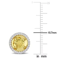 7/8 CT TGW Citrine and 1/4 CT TW Diamond Margarita Style Stud Earrings in 10k Yellow Gold