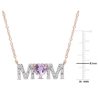 3/5 ct. t.g.w. Rose de France and 1/10 ct. t.w. Diamond "MOM" Pendant with Chain in Rose Plated Sterling Silver