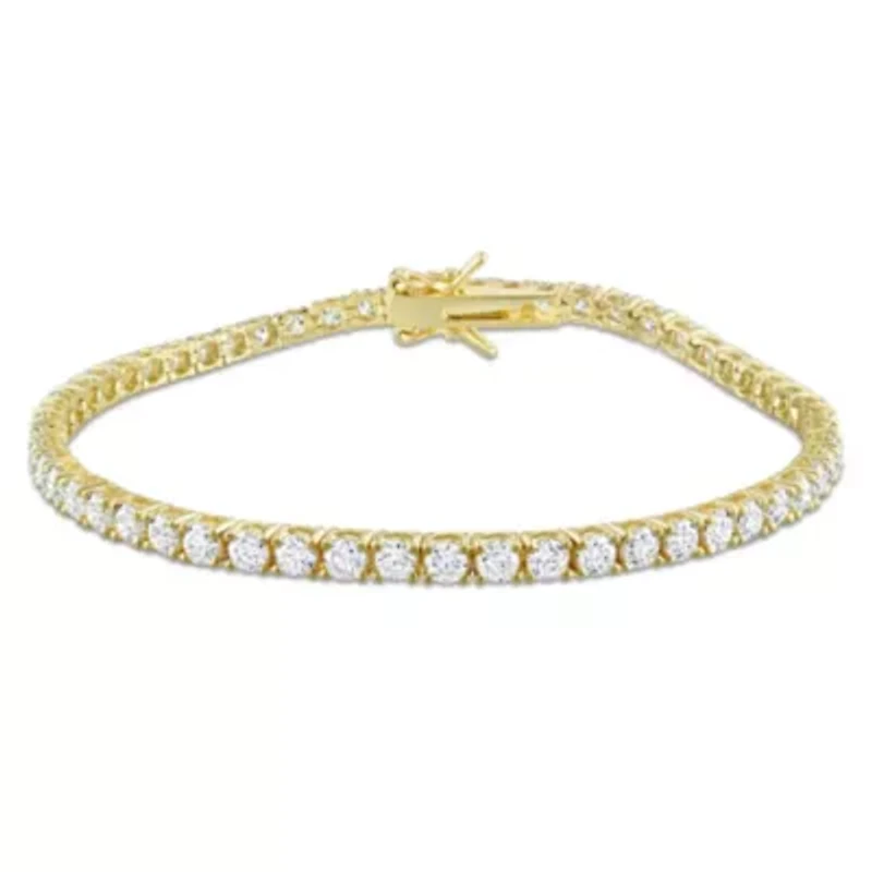 Lab Created 5.62 CT TGW Created Moissanite Tennis Bracelet in Yellow Plated Sterling Silver