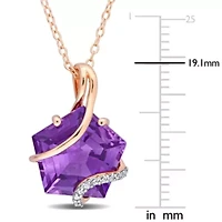 6 ct. t.g.w. Amethyst and Diamond Accent Wrapped Pendant with Chain in Rose Plated Sterling Silver