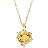 6.5 ct. t.g.w. Citrine and Diamond Accent Heart Wrapped Pendant with Chain in Yellow Plated Sterling Silver