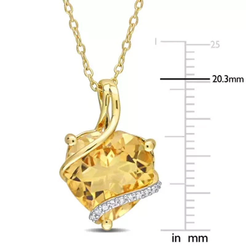 6.5 ct. t.g.w. Citrine and Diamond Accent Heart Wrapped Pendant with Chain in Yellow Plated Sterling Silver