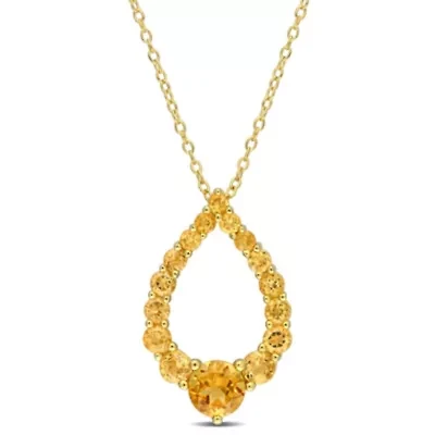 2 ct. t.g.w. Citrine, Madeira Citrine and Honey Citrine Graduated Open Teardrop Pendant with Chain in 18K Yellow Gold Plated Sterling Silver