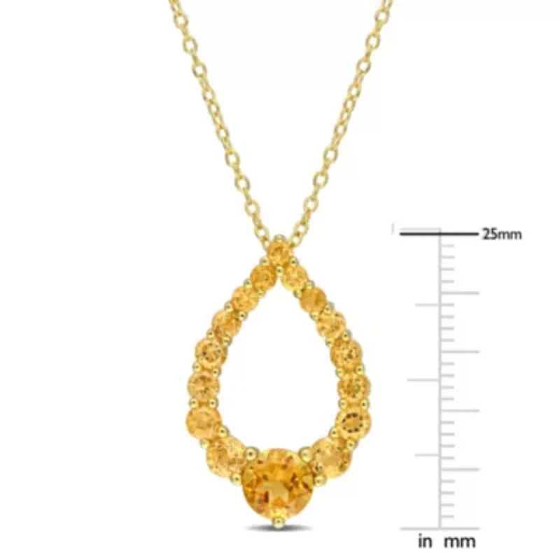 2 ct. t.g.w. Citrine, Madeira Citrine and Honey Citrine Graduated Open Teardrop Pendant with Chain in 18K Yellow Gold Plated Sterling Silver