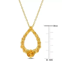 2 ct. t.g.w. Citrine, Madeira Citrine and Honey Citrine Graduated Open Teardrop Pendant with Chain in 18K Yellow Gold Plated Sterling Silver