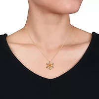 2 ct. t.g.w. Madeira Citrine and White Topaz Starburst Pendant with Chain in 18K Yellow Gold Plated Sterling Silver