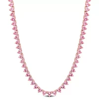 Lab Created 31.2 ct. t.g.w. Created Pink Sapphire Tennis Necklace in Rose Plated Sterling Silver