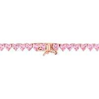 Lab Created 31.2 ct. t.g.w. Created Pink Sapphire Tennis Necklace in Rose Plated Sterling Silver