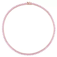 Lab Created 31.2 ct. t.g.w. Created Pink Sapphire Tennis Necklace in Rose Plated Sterling Silver