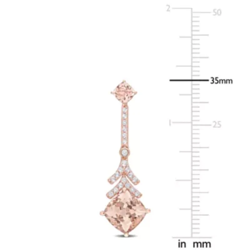 5 ct. t.g.w. Morganite and White Topaz Drop Earrings in 10K Rose Gold
