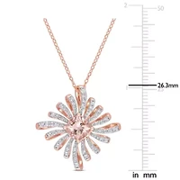 2.21 ct. t.g.w. Morganite and White Topaz Spike Pendant with Chain in Rose Plated Sterling Silver