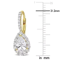 Lab Created Created White Sapphire Teardrop Earrings in Yellow Plated Sterling Silver