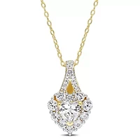 Lab Created 2.88 ct. t.g.w. Created White Sapphire Halo Heart Pendant With Chain in Yellow Plated Sterling Silver