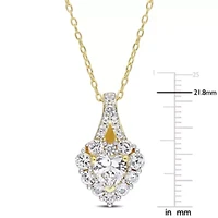 Lab Created 2.88 ct. t.g.w. Created White Sapphire Halo Heart Pendant With Chain in Yellow Plated Sterling Silver