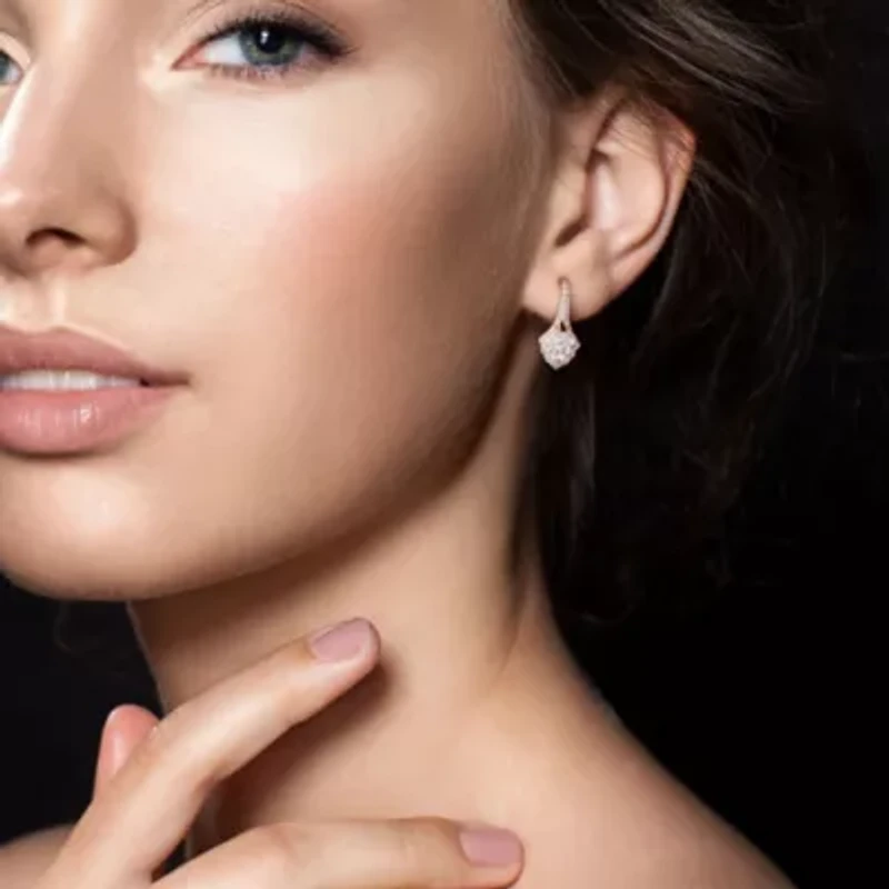 Lab Created 2.4 CT TGW Created White Sapphire Halo Heart Leverback Earrings in Yellow Plated Sterling Silver